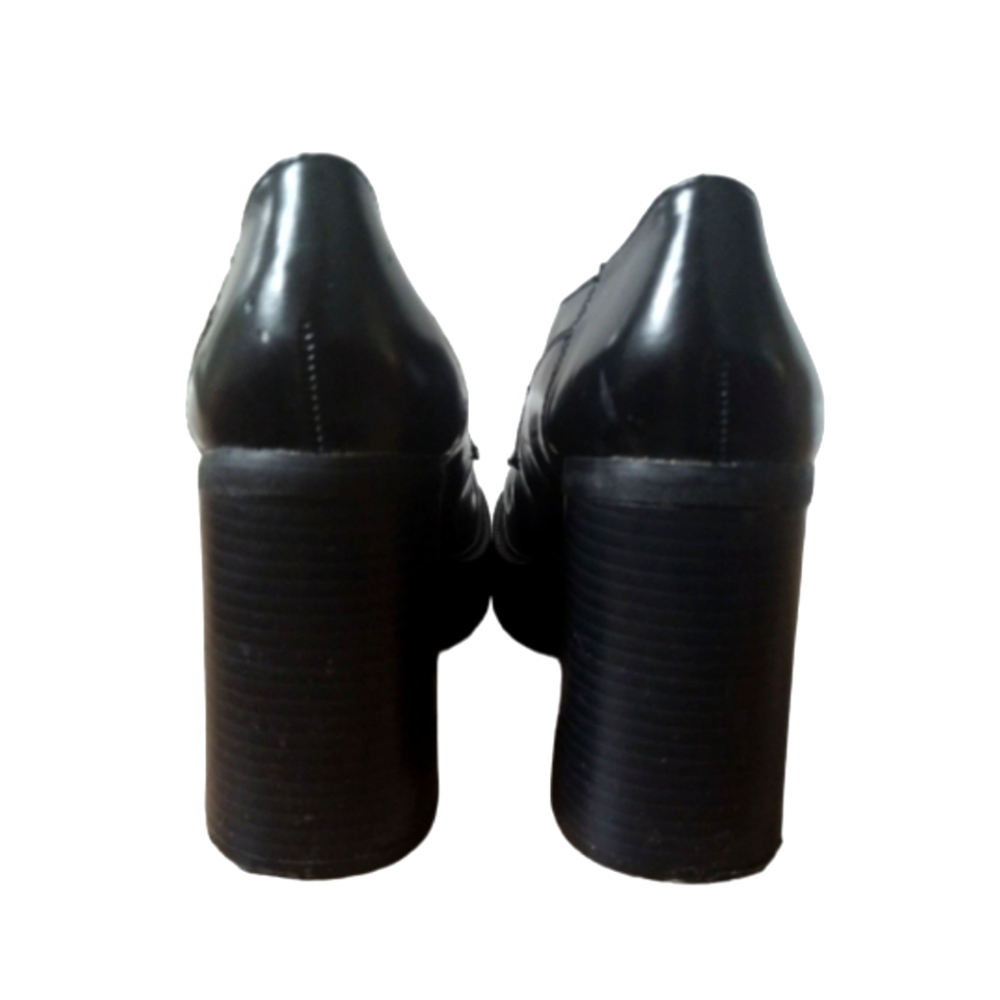 Vintage 90s Y2K Chunky Lace Up Platform Heel Oxford Loafers Round Toe Size 10 - Picture 4 of 10